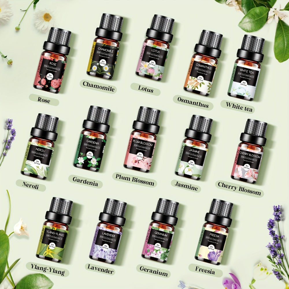 14-Bottle Fragrance Oil Gift Set with 5ml Bakery or Floral Scent Assortments for Diffusers and Candle Projects