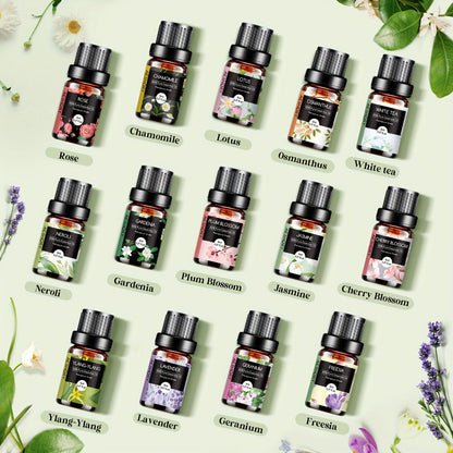 14-Bottle Fragrance Oil Gift Set with 5ml Bakery or Floral Scent Assortments for Diffusers and Candle Projects