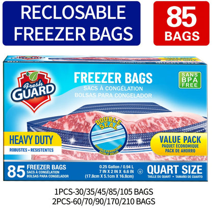 Reclosable Kitchen Storage Bags in Quarter-, One- or Two-Gallon Sizes with Five Count and Pack Options