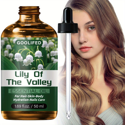 Lily of the Valley Body Oil Blend in a 50ml Amber Dropper Bottle with Floral Green Label Design