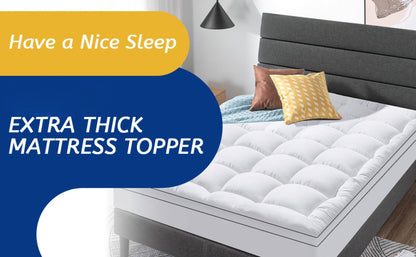 Mattress Topper Plush Down-Alternative Pillow Top with Deep-Pocket Skirt and Six Bed Sizes