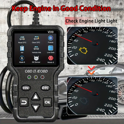 OBD2 Scanner Diagnostic Tool - Full OBD2 Engine Code Reader with Modes 6 & 8, USB Powered for All OBDII/EOBD Vehicles 1996+