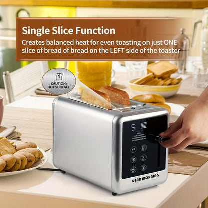 Touch-Screen Two-Slice Toaster with Seven Browning Levels, Five Modes and Stainless-Tone Housing