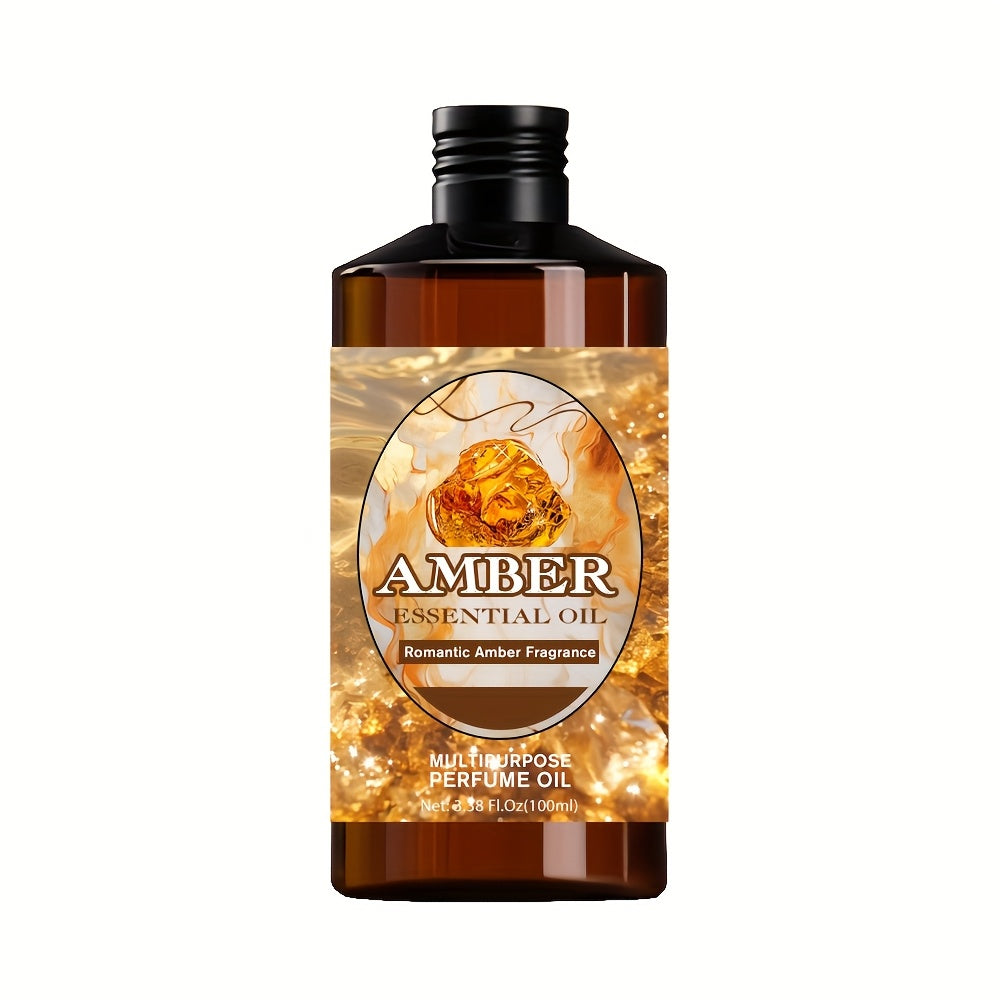 Amber Essential Oil 100ml Pure Romantic Fragrance for Diffuser Aromatherapy – Therapeutic Grade Scented Oil for Relaxation Stress Relief Skin Hair Care Massage Gift for Women Men