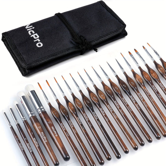 Miniature Paint Brush Set with Cloth Roll Detail Brushes for Acrylic Oil Watercolor Dry Brush for Model Miniature Painting Paint by Numbers Craft Artists