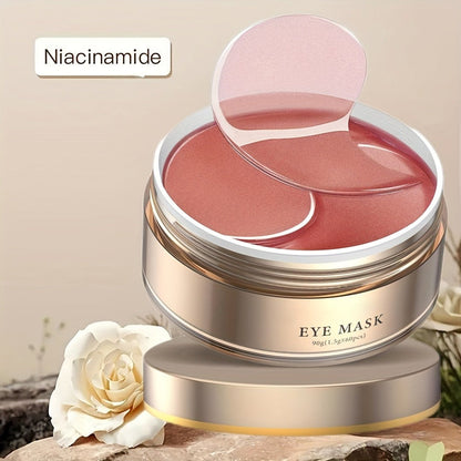 60-Piece Caffeine-Labeled Under-Eye Gel Pad Set with Hyaluronic Acid and Collagen-Labeled Formula
