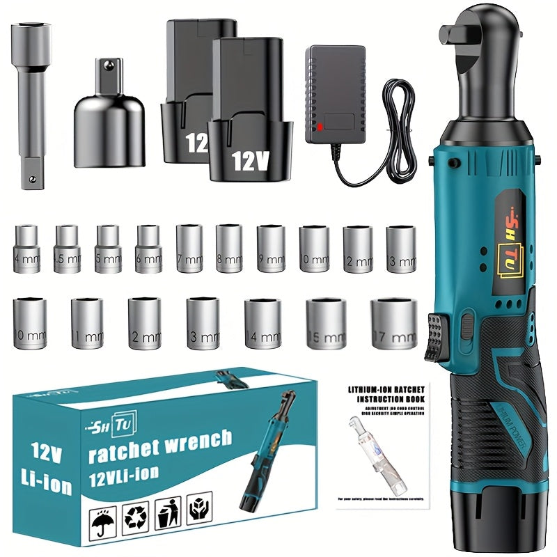 Power Tools YUNXI 12V Brushless Cordless Ratchet Wrench Kit with Batteries, Charger and Accessory Options