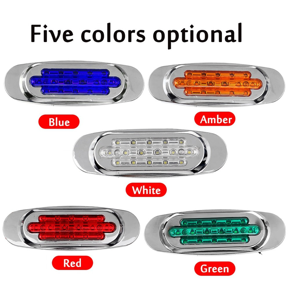 LED Side Marker Lights 4-Pack for Truck Trailer 16 LEDs Dual Mode Steady-On & Flash – 12-24V Universal Fit Front Rear Side Marker Lamp in Red White Blue Green Yellow
