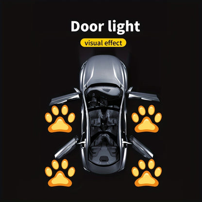 Car Door LED Projector Welcome Lights 4 Pcs – Courtesy Step Logo Light Cute Pattern Projection Festive Atmosphere Night Light Sky Blue Pink Amber