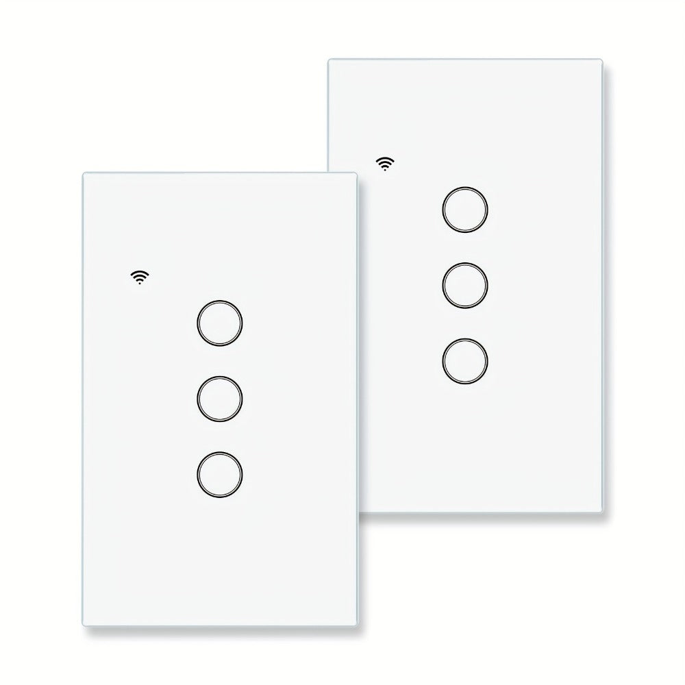 No Neutral Wire Smart Touch Wall Switch MOES WiFi 1/2/3 Gang Single Fire, Works with Alexa & Google Home