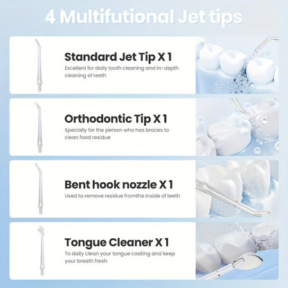 USB Rechargeable Electric Toothbrush and Water Flosser Set with Three Modes, Four Heads and Four Nozzles