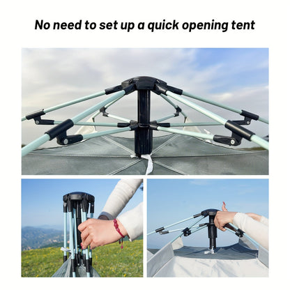Camping Tent 4-6 Person Hexagonal Quick-Open Oxford Shelter with Vestibule and Included Stakes