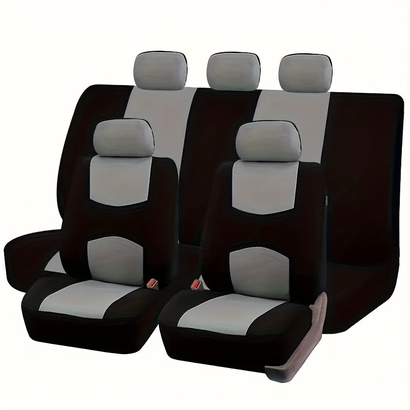 Universal Car Seat Covers Full Set – 5-Seat Breathable Knit Fabric, All-Season Wear-Resistant Protection for Front & Rear Seats | 16 Colors