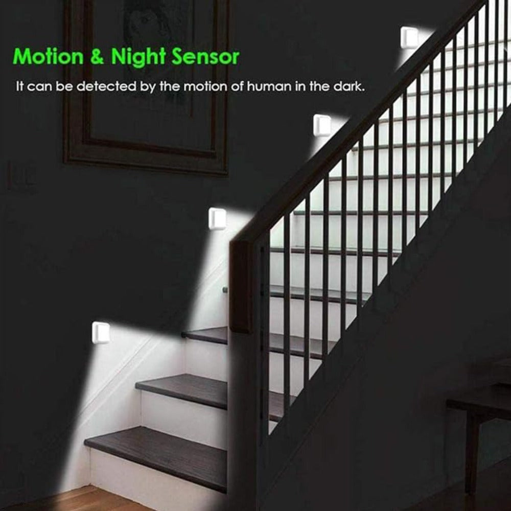 LED Night Light Motion Sensor Battery Powered Dusk to Dawn Smart Sensor Compact Nightlight for Bedroom Toilet Stairs Hallway Closet Warm White Cool White 2 Pack