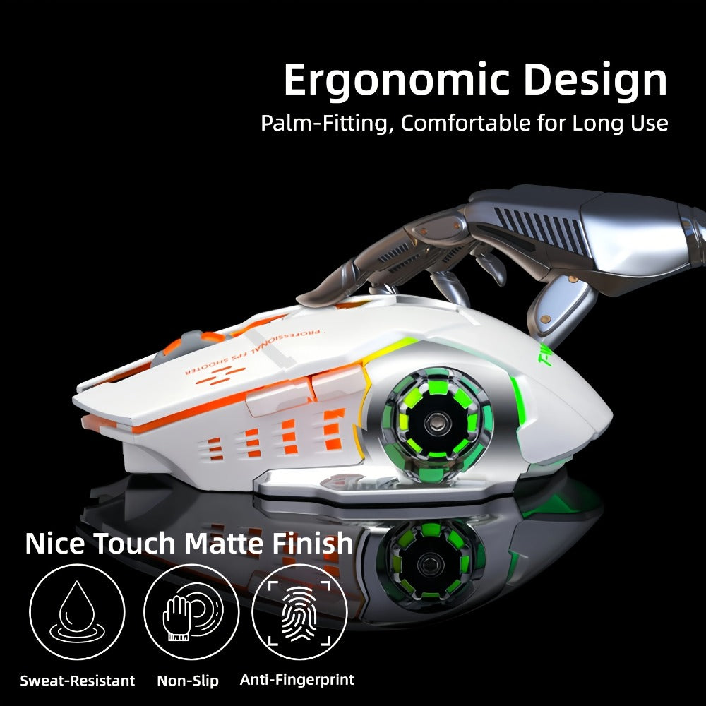 Wireless Gaming Mouse RGB Rechargeable T-WOLF 2.4GHz Ergonomic Large Mouse for PC Laptop Tablet Mac Chromebook Adjustable DPI Quiet Click Work Gaming Study Back to School Gift