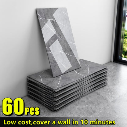 Marble Peel and Stick Wall Panels Self-Adhesive 3D Decorative Tiles - Glossy Marble Sheets, for Entryways, Bedrooms and Living Spaces