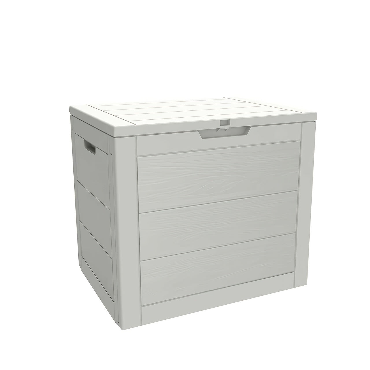 35-Gallon Compact Wood-Look Deck Box with Hinged Lid, Side Grips and Three Enhanced Color Options