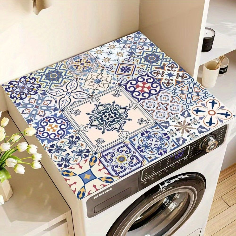 Rectangular Washing Machine Top Mat with Five Mosaic Pattern Checkout Options, 23.62 × 19.69 Inches