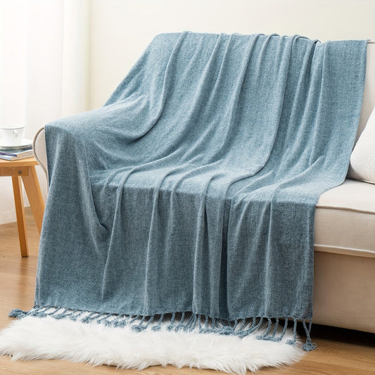 Chenille Fringe Throw Blanket – 180-200gsm Velvety Soft Decorative Throw for Sofa & Couch, Home Decor, 50”×60”, 17 Colors