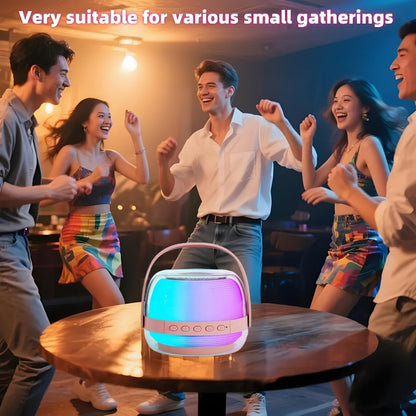 Portable Karaoke Machine with 2 Wireless Microphones, 3-Piece Bluetooth Speaker Set, Ambient Night Lamp Lighting, Birthday Gift for Adults, Kids & Bedroom Home Entertainment