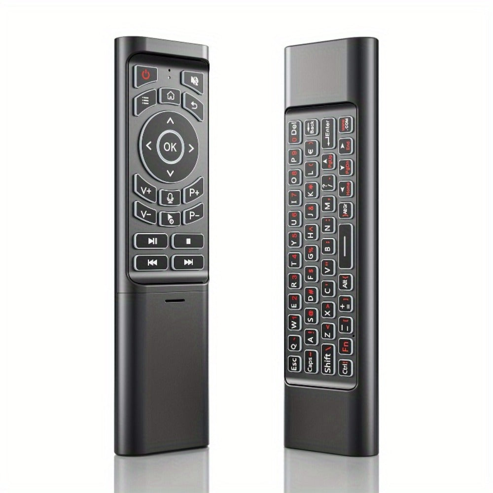 Mini Wireless Keyboard Remote Control Tri-Mode - Bluetooth & 2.4G Dual Channel, 7-Color Backlight, Gyroscope, Infrared Learning, Multi-Device Switching, Voice Command, PC Android TV Compatible