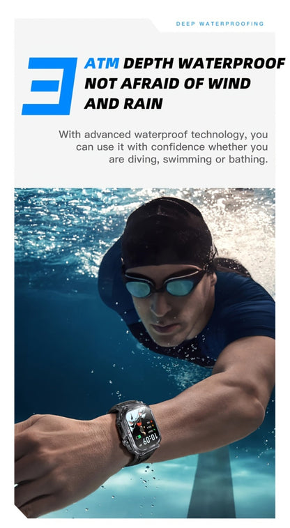 Waterproof Smartwatch with 100+ Sport Modes & LED Flashlight – 2.02" TFT Screen Wireless Calling Sleep Tracker Fitness Activity Tracker Heart Rate Compatible with iPhone Android Gift for Men Women