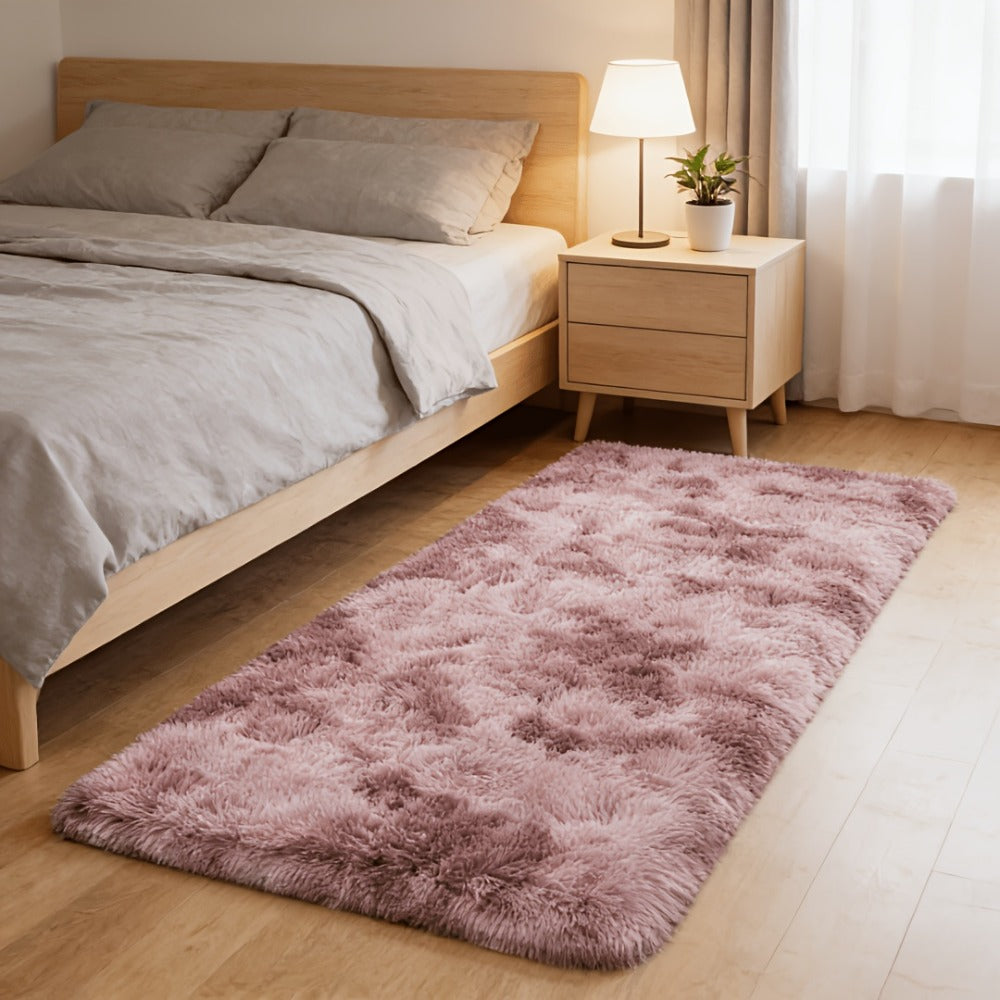 Area Rug Fluffy Tie-Dye Machine-Woven Mat at 1000 g/m² in Eight Colors and Three Indoor Sizes
