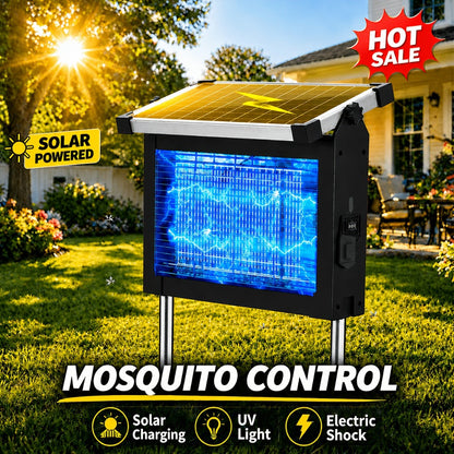 Solar Bug Zapper Pest Control Device with Adjustable Panel, Ground Stake, Wall Mount and USB-C Charging