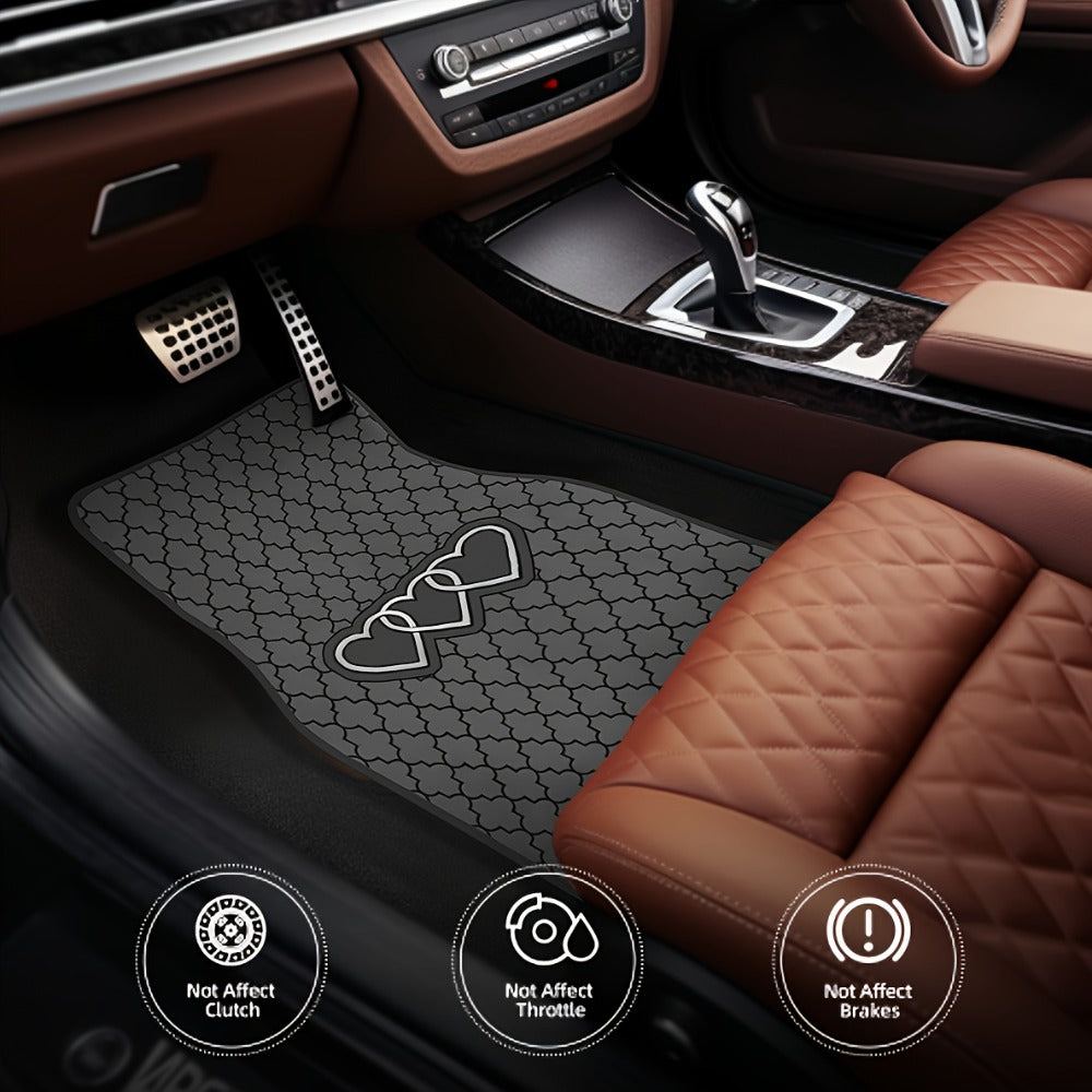 Car Floor Mats Set 2/4pcs, Durable Easy-Clean Universal Fit Interior Floor Liners for Men & Women, Stylish Blessing Pattern Car Carpet Pad, Great Gift for All Seasons
