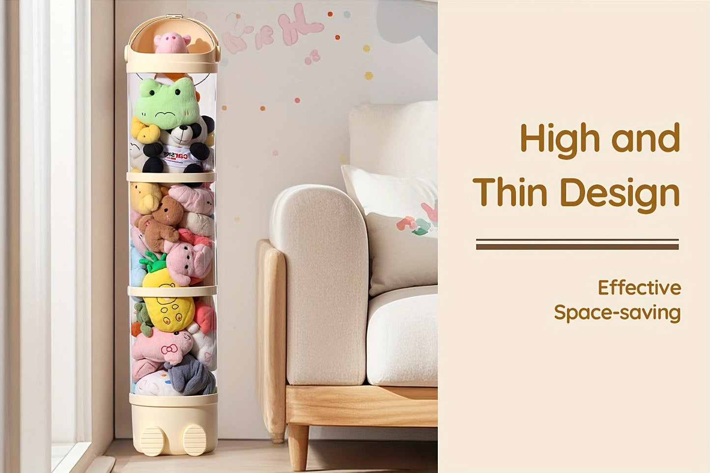 Stuffed Animal Storage Tower – Clear Plastic Toy Organizer with Layered Shelves, Visible Spacious Display Box for Kids Room, Living Room & Bedroom, Great Christmas Gift for Girls