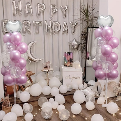 Party Decorations Two 63-Inch Balloon Holder Stands with 19-Cup Layout, Bases, Poles and Connectors