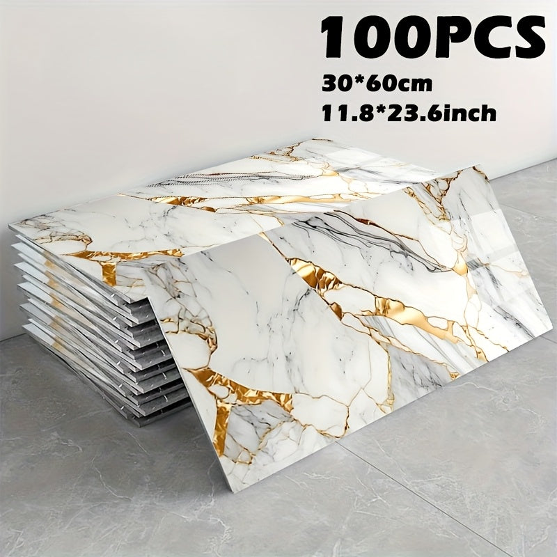 11.8 x 23.6-Inch Marble-Pattern Foam Wall Panels in 50- or 100-Piece Color and Count Options