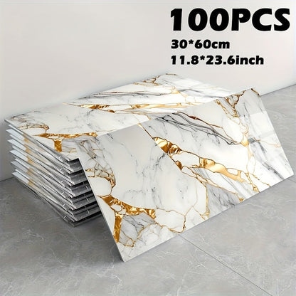 11.8 x 23.6-Inch Marble-Pattern Foam Wall Panels in 50- or 100-Piece Color and Count Options