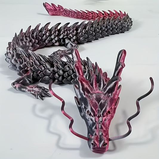 3D Printed Articulated Dragon Figurine 35.4" Giant Poseable Chinese Dragon Collectible Sculpture | Flexible Joints Fantasy Desk Decor for Home Office Car | Unique Gift for Dragon Collectors Mom Dad