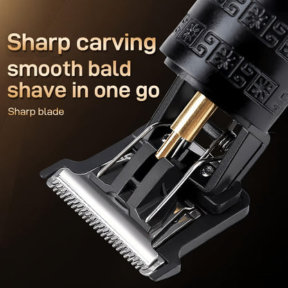 Adjustable Alloy Blade Hair Clipper Set for Men — USB Rechargeable Cordless Trimmer for Home, Salon & Travel, Gift Box Edition for Husband Boyfriend Father, Rose Red Golden Classic Styles
