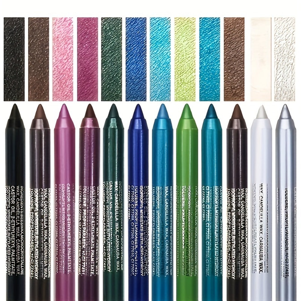 water-resistant Eyeliner Pencil Set 12 Colors with Sharpener extended-wear Multicolor Eye Liner Kit for Daily Wear Stage Cosplay Festival