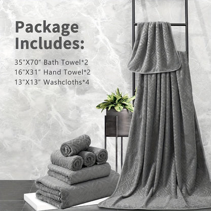 700GSM Bath Towel Set 8 Piece Extra Large Ultra Soft Thick - Highly Absorbent Quick Dry | 2 Oversized Bath Towels 2 Hand Towels 4 Washcloths | 16 Colors | Bathroom Hotel Gym Spa Adult Gift Set