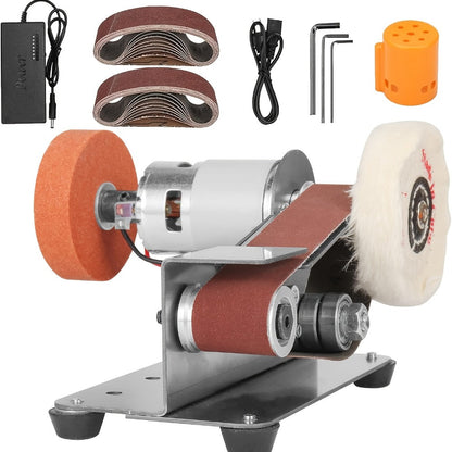 Mini Belt Sander 15° Angle - 7-Speed Electric Belt Grinder Knife Sharpener Kit with 30 Sanding Belts for Metal, Woodworking & Knife Making
