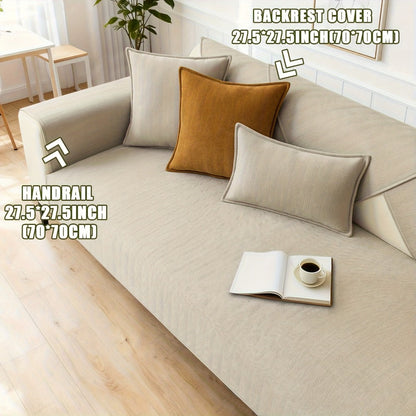 Sofa Cover Ribbed Chenille Stretch Panels with Non-Slip Design for 1 to 4 Seats, Armrests or Cushions