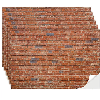 Red Brick Dollhouse Wallpaper and Flooring Set with 12 Peel-and-Stick Sheets for 1:12 Miniature Rooms