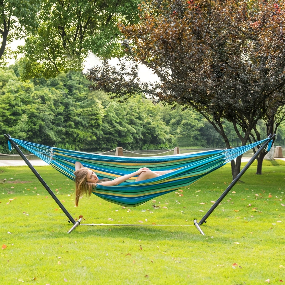 Hammock and Steel Stand Set with Pillow, Carry Case, Eight Colors and 450 lb Load-Limit Marking