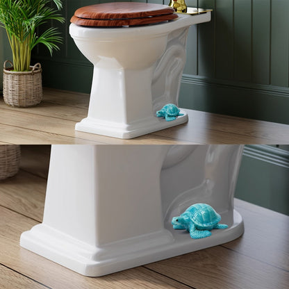 Four-Piece Green Sea Turtle Toilet Bolt Cap Set with Hand-Painted Coastal Bathroom Accent Design