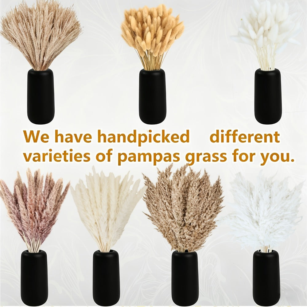 Dried Pampas Grass Decor Bouquet – Natural Fluffy Pampas Stems for Boho Wedding Centerpiece, Living Room Vase Filler, Nursery & Home Decor, Aesthetic Dried Flowers Arrangement, 110 or 300 Pcs
