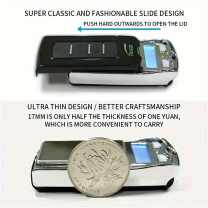 Mini Keychain Pocket Scale with Flip Cover, Blue Backlit Display and 200g/0.01 Checkout Label