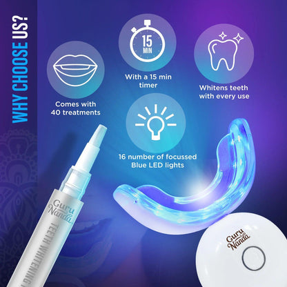 Wireless 16-LED Teeth Whitening Mouthpiece Kit with Two Gel Pens, Cleaning Case and Accessory Packs