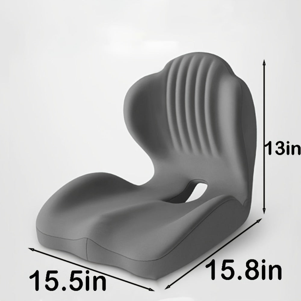 Contoured Seat Cushion with Hip and Lumbar Support Shape in Six Gray, Pink, Black, White or Green Styles