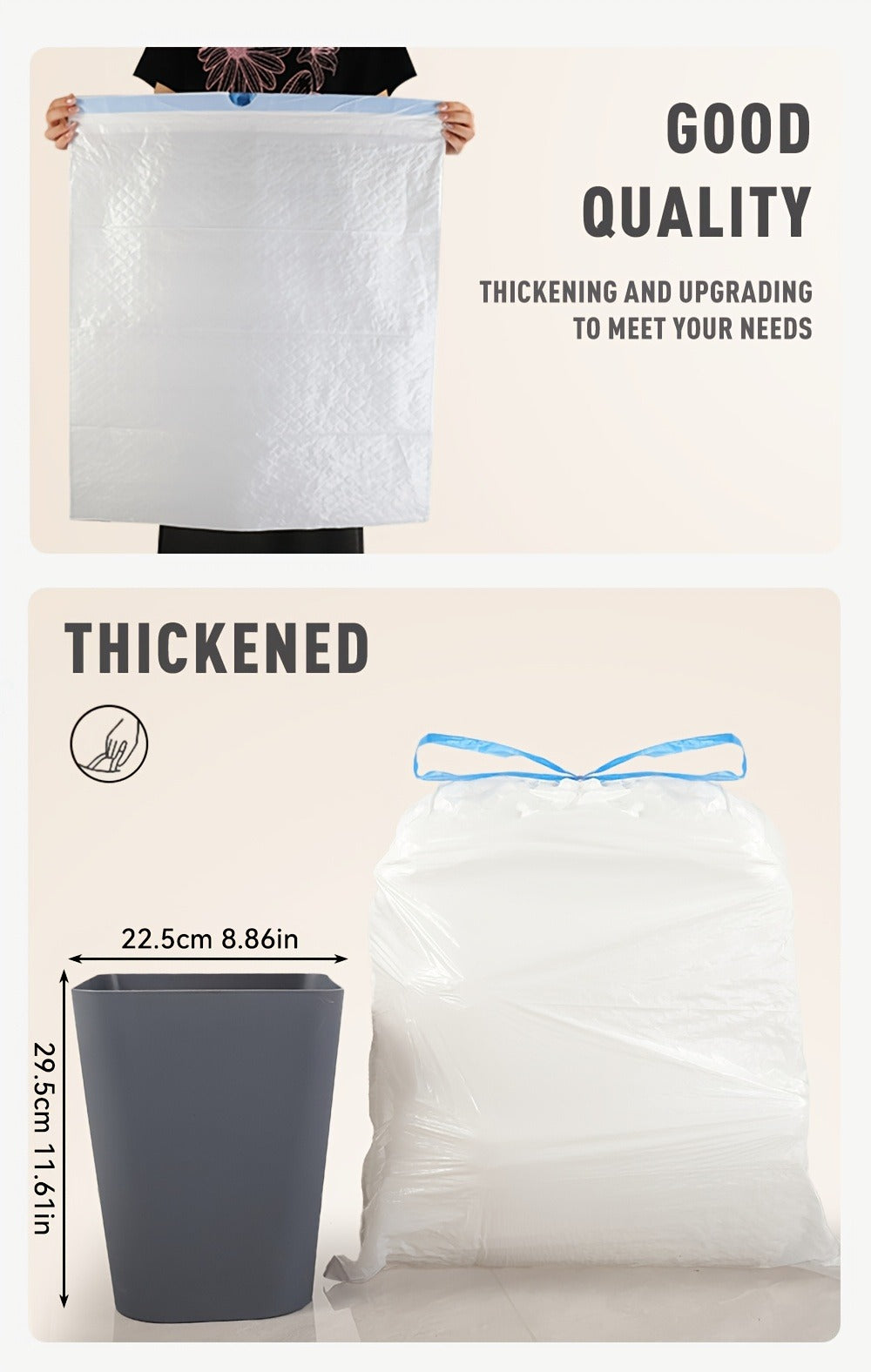 Drawstring Trash Bags with Odor Eliminator Technology – Lemon Mint Scent, Puncture & Tear Resistant, 30 Gal (90 Bags) or 13 Gal (154 Bags) Kitchen Garbage Bags