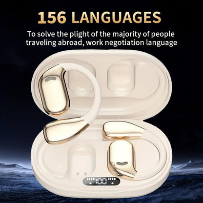 Open-Ear Translation Earphones with Charging Display Case and Black, Beige, Blue or Green Options