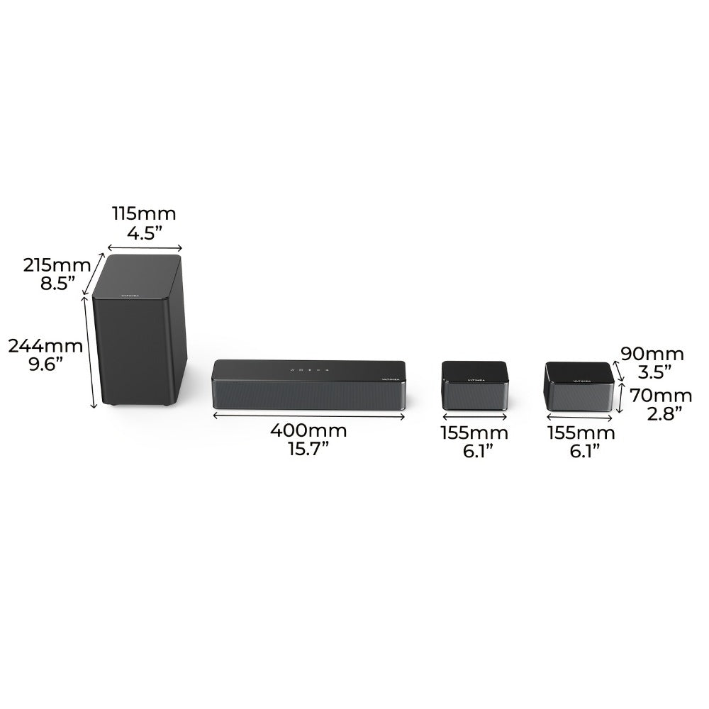 ULTIMEA 5.1-Channel TV Soundbar Set with Subwoofer, Two Rear Speakers and 320W or 410W Options