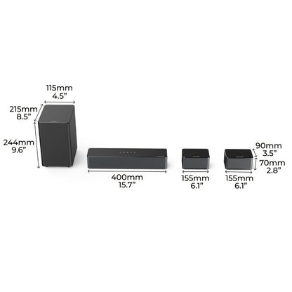 ULTIMEA 5.1-Channel TV Soundbar Set with Subwoofer, Two Rear Speakers and 320W or 410W Options